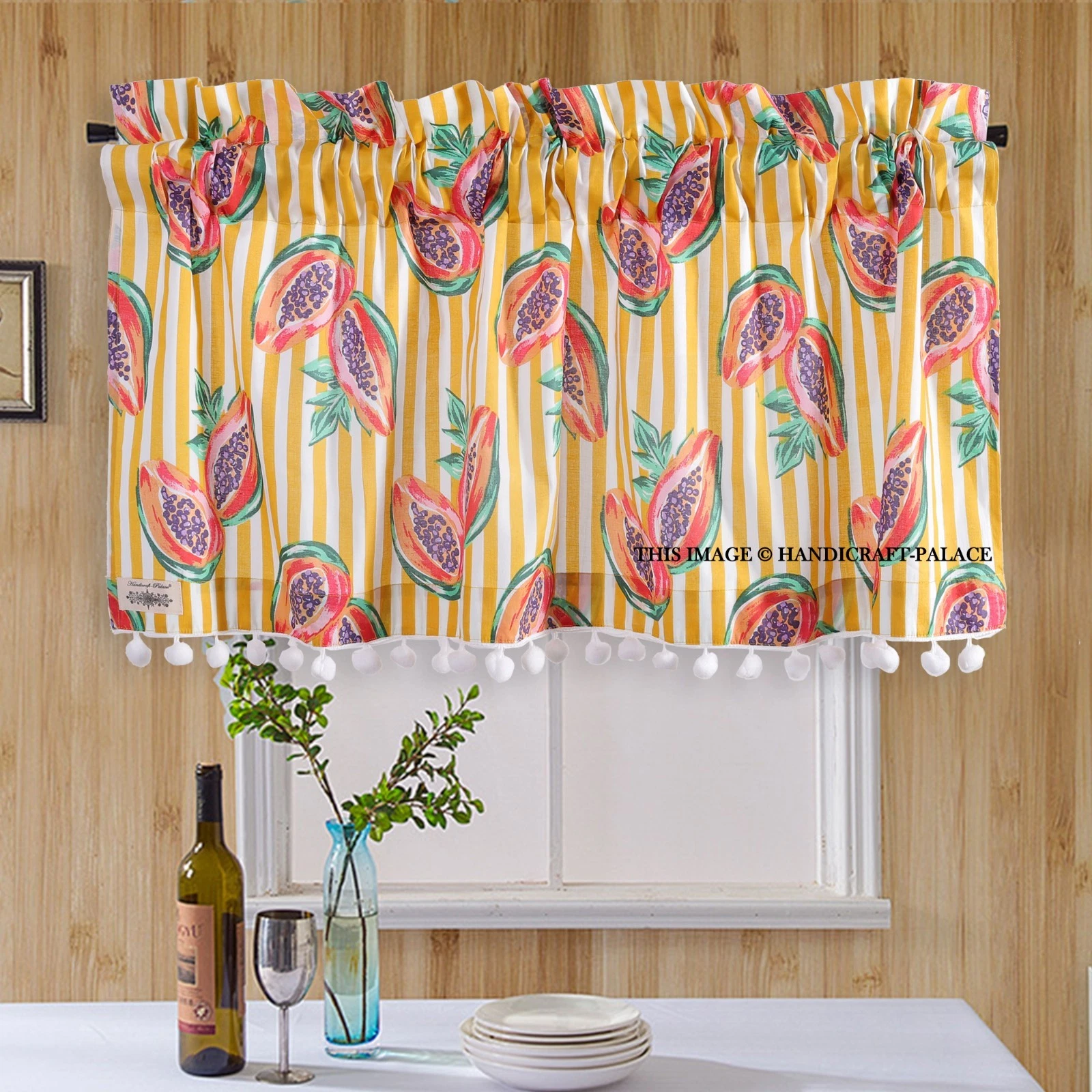 Farm Yellow Cotton Print Kitchen Valance Curtain Coffee Shop Style Medium
Opens in a new window or t