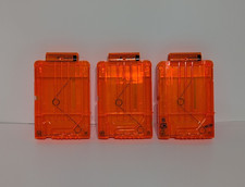 3 lot Nerf N-Strike Elite 6 Round Clip Orange Clear Dart Gun Magazine Cartridge