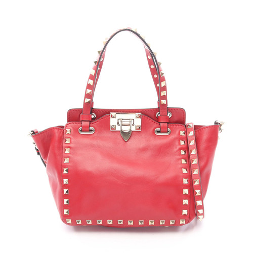 VALENTINO Handbag Leather Red Women Used Authentic