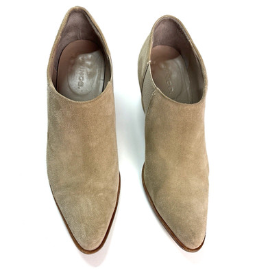 Vince Vero Cuoio Made in Italy Tan Suede Blocky Heel Ankle Boots Booties Size 8