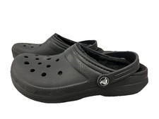 Crocs Classic Youth Lined Clogs, Black. Big Kids J4. EUC