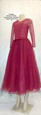170 | Red Lace & Tulle Evening Gown – Romantic Formal Midi Dress S