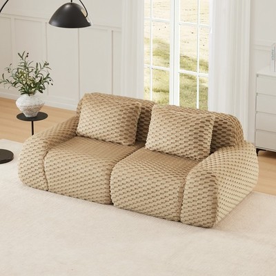 82'' 2-Seater Sectional Sofa Flannelette Fabric Upholstery Couch Deep Loveseat