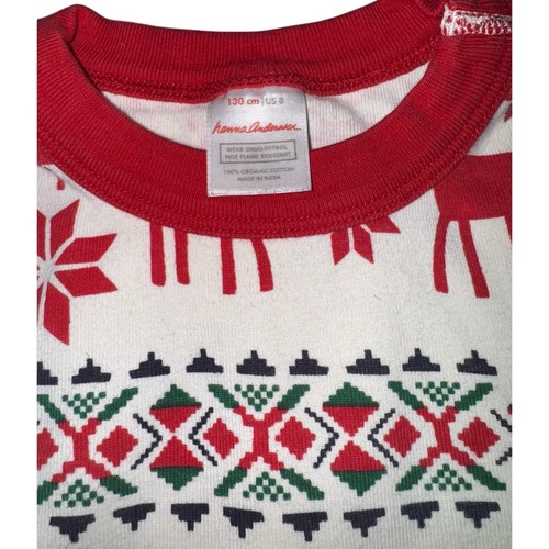 Hanna Andersson Christmas Holiday Pajama Set Kids Size 8 Reindeer Organic Cotton - Picture 6 of 9