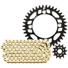 Tusk 2152700148 Chain and Sprocket Kit - Aluminum Rear/Gold X-Ring Chain Black