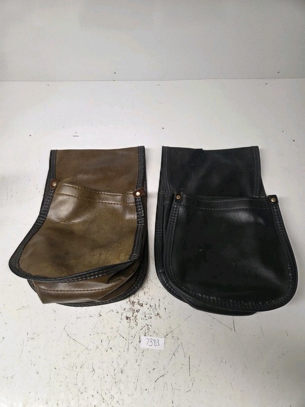 Pair Of Unbranded Faux Leather Shotgun Shell Pouches (Brown & Black) 