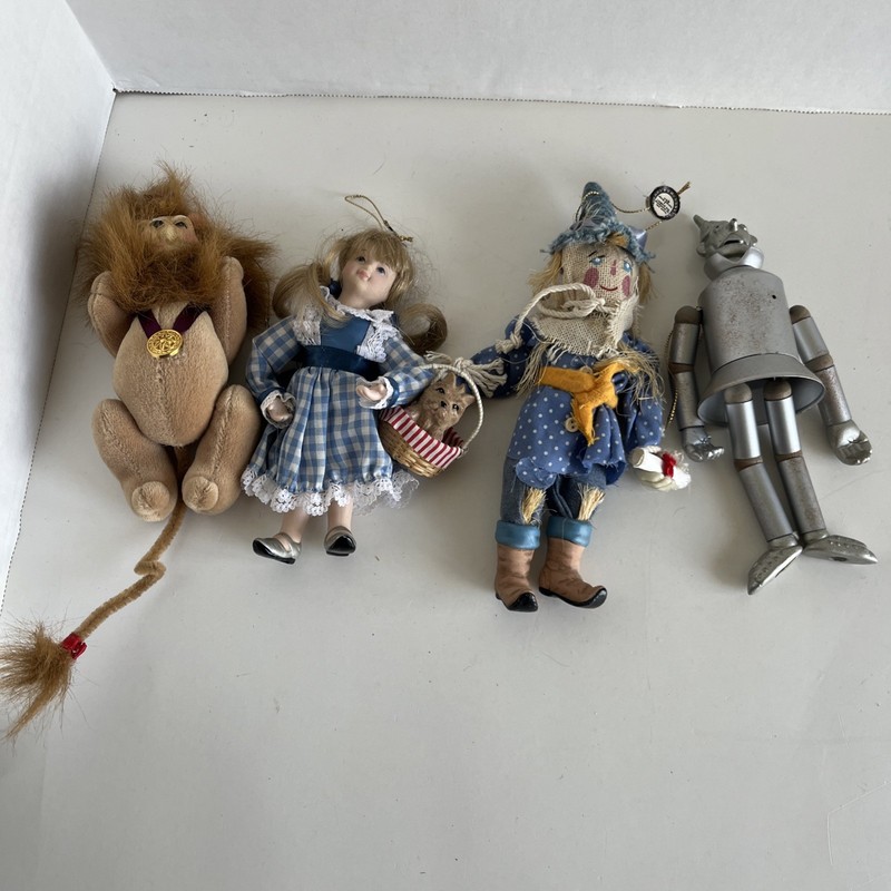 Vintage BRN Wizard Of Oz Ornaments - Dorothy w/Toto ~ Lion ~ Scarecrow & Tin Man
