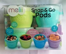 Melii Snap Go Pods 4oz with lids 4 Pack baby food container freeze stackable
