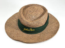 Vintage John Deere Woven Straw Sun Farm Hat OSFA Made in United States Country