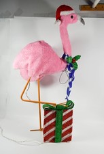 Fluffy Fabric Lighted Sculpture Indoor Outdoor 32 Inch Christmas Flamingo