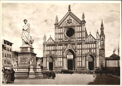 Firenze Florenz Basilica di S Croce e statua di Dante Basilika Dante Denkmal