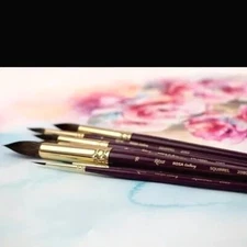 Professional Squirrel Round brush, Artists squirrel brush set ROSA Gallery paint