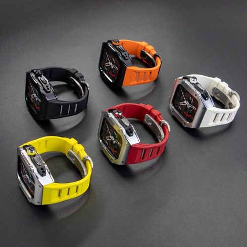 Stainless Steel Case Rubber Band For Apple Watch 49mm 45mm 44mm Silicone Strap - Picture 9 of 42