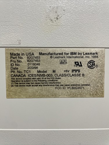 IBM By Lexmark Keyboard Clicky Mechanical Model M 92G7453 PS/2 Vintage UNTESTED - Picture 9 of 9