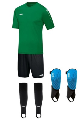JAKO Kinder Fußball Trainingsset Trikot Hose Stutzen Schienbeinschoner grün
