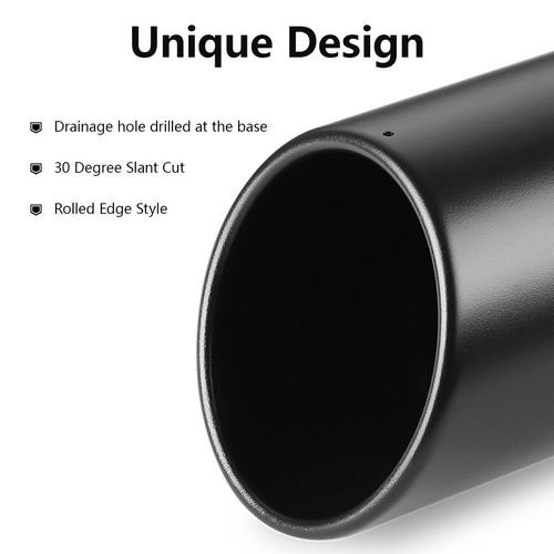 Black Diesel Exhaust Tip Stainless Steel Angle Cut 3" Inlet 4" Outlet 12" Long - Picture 5 of 6