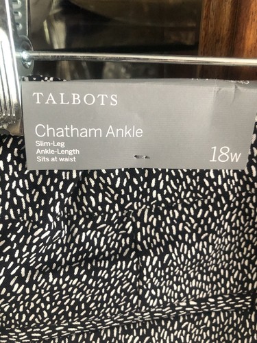 NWT Talbots Black & White Pattern “Chatham” Ankle Machine Washable Pants 18W - Picture 5 of 17