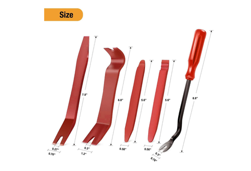 Auto Trim Removal Tool Kit Nylon Red – 5 PCS Car Panel/Dashboard Tools - Picture 2 of 7