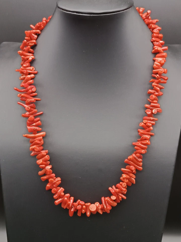 collana donna naturale corallo rosso di Sardegna autentica argento bianco 925 - Immagine 2 di 4