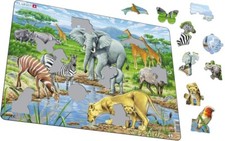 Larsen Puzzle Afrikanische Savanne 65 Teile Lernpuzzle Rahmenpuzzle