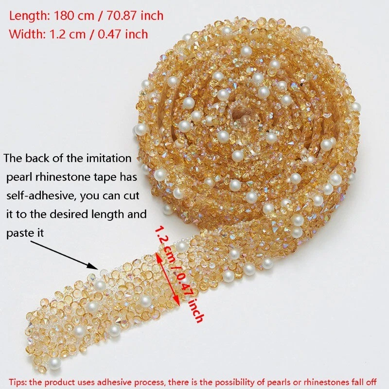 180cm Bling Strass Kunstperlen Selbstklebend Band Klebeband Kristall Strip - Bild 4 von 4