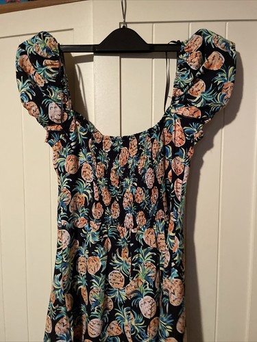 BERSHKA Ladies Multicoloured Pineapple Fruit Print Short Playsuit Size S - Picture 8 of 9