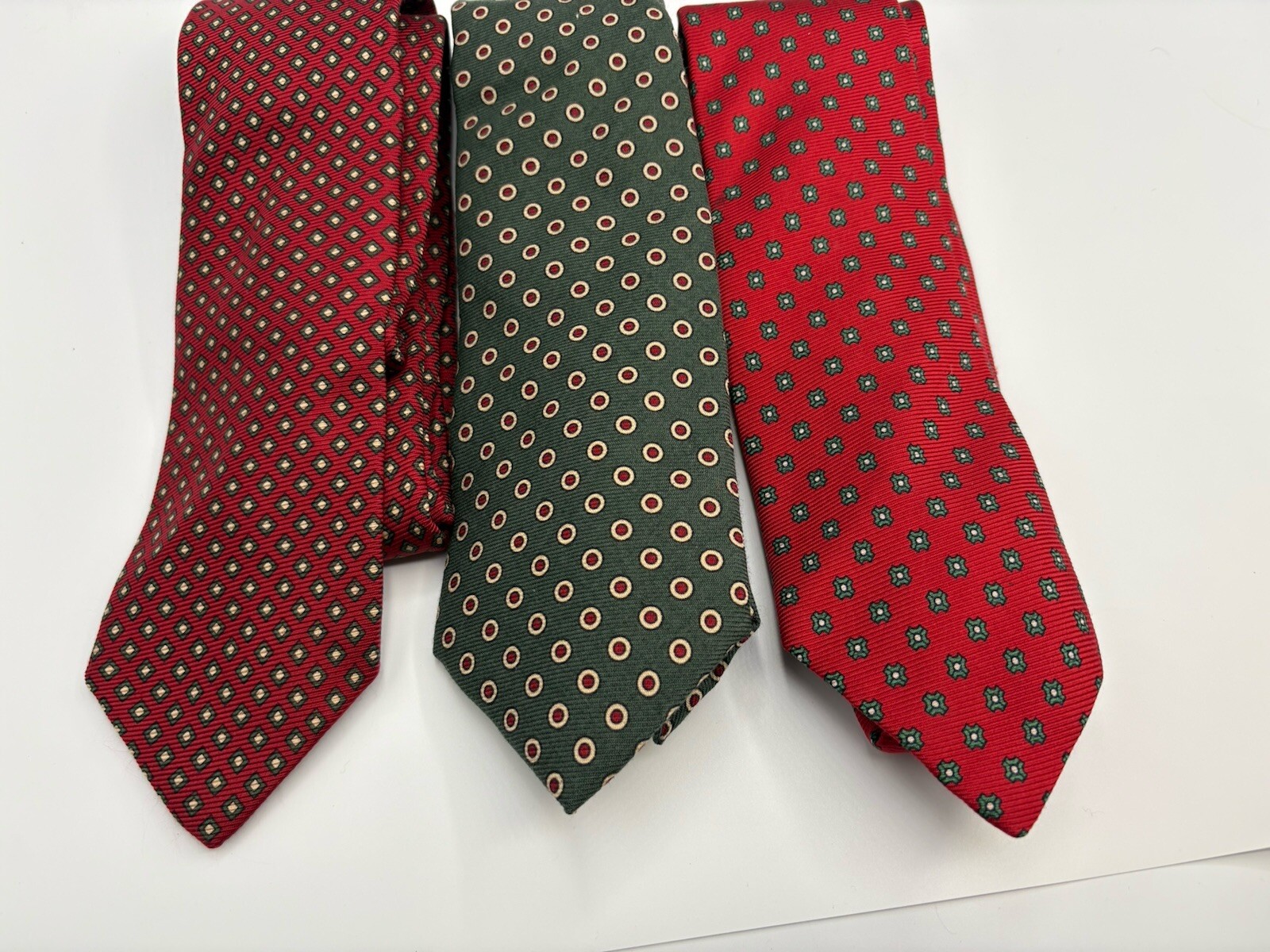 VINTAGE POLO RALPH LAUREN NECKTIES Lot Of 3 RED AND GREEN CHRISTMAS Made In USA