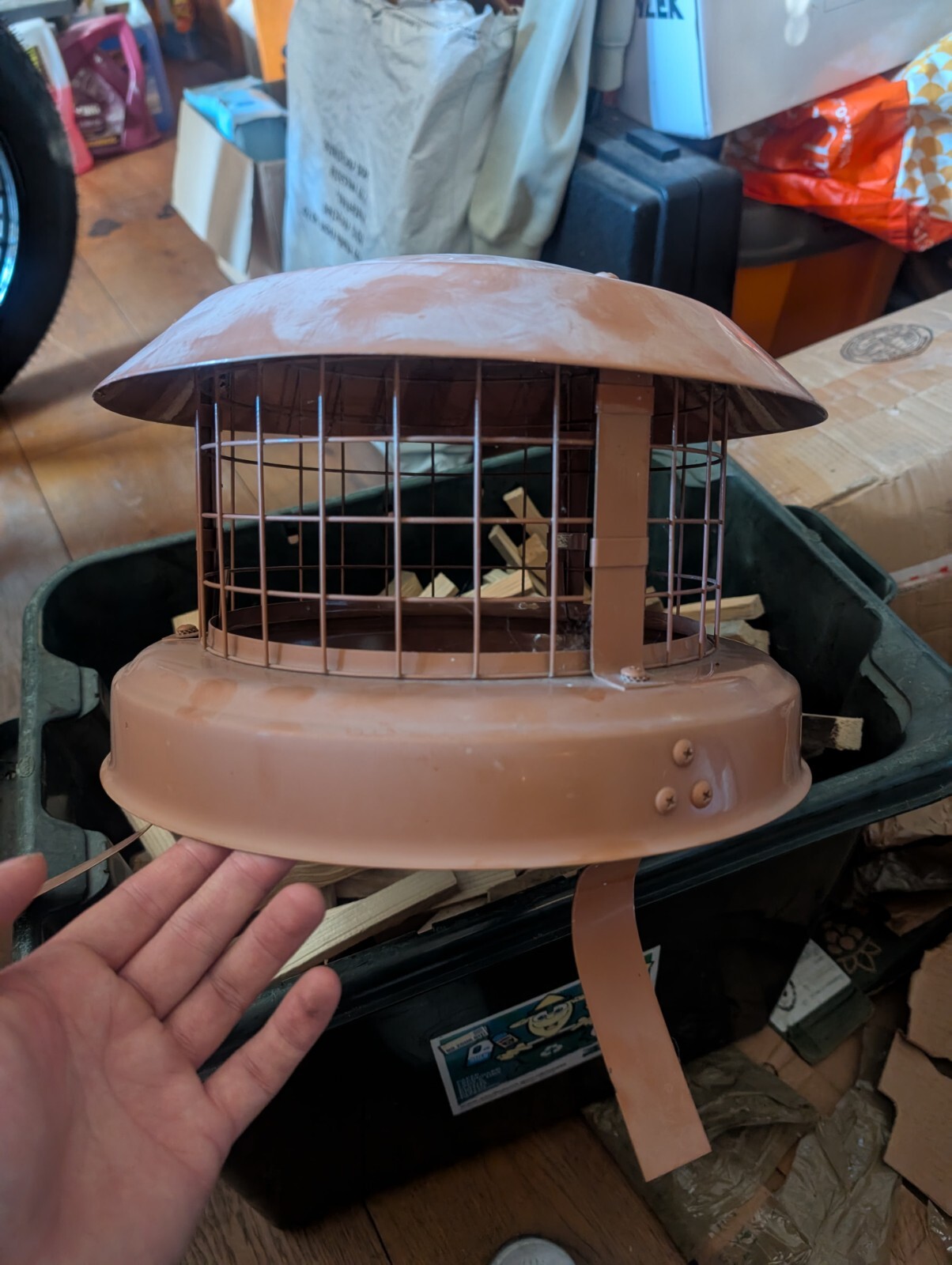 Chimney Pot Cowl for Multifuel With Bird Guard Steel Terracotta Colour