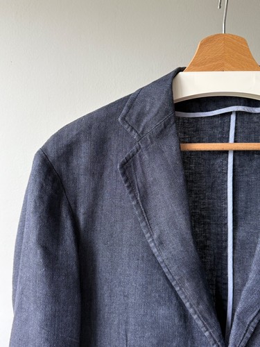 Suitsupply Pure Linen Dark Blue Unlined Notch Lapel Sport Blazer Jacket Size 48 - Picture 5 of 16