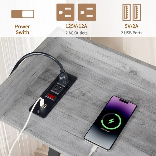 Console Table 2 Power Outlets USB Port Rustic Industrial Sofa Table Behind Couch - Picture 12 of 13