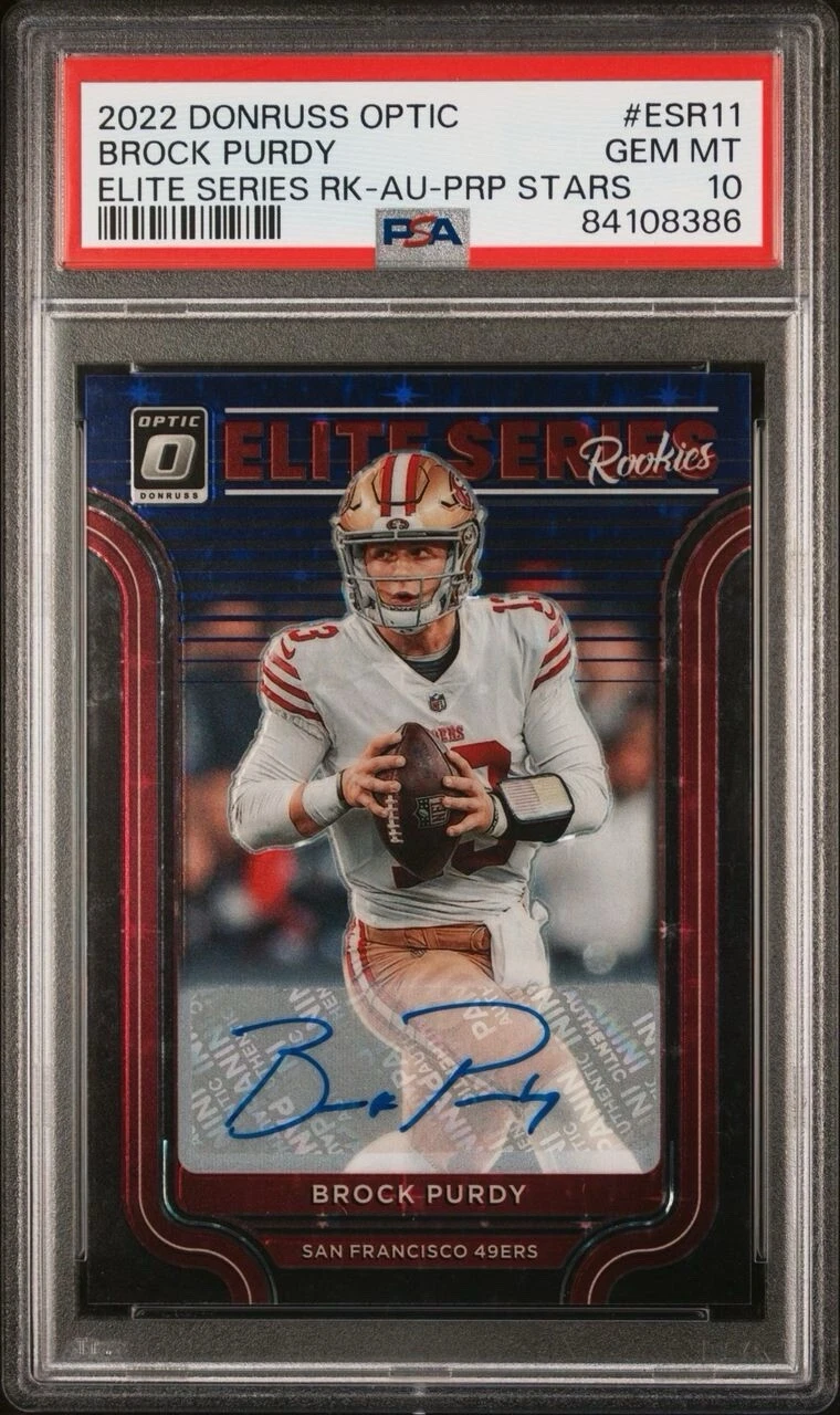 Brock Purdy Panini Donruss Optic the Elite Series Rookies #ESR11 Autograph-Purple Stars