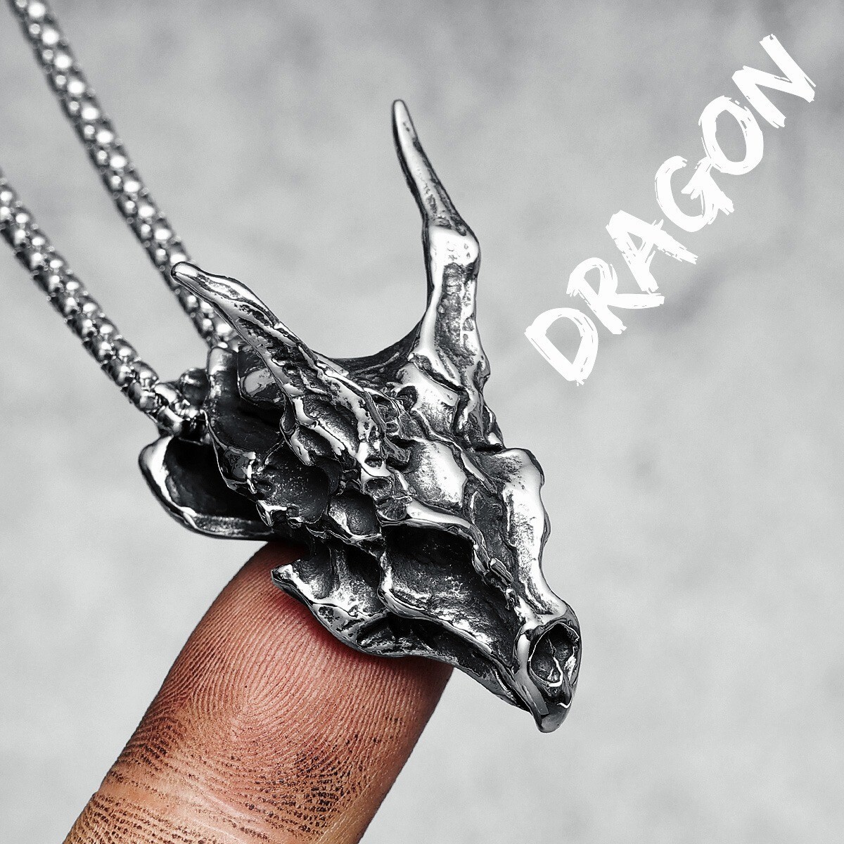 Dragon Skull Necklace 316L Stainless Steel Retro Dinosaur Skeleton