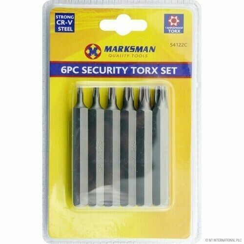 Set 6 pz sicurezza torx star T20 T25 T30 T40 T45 T50 75 mm antimanomissione - Foto 2 di 2