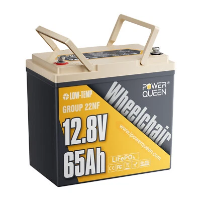 Power Queen 12V 65Ah LiFePO4 Lithium Battery 832Wh for Marine Wheel Chair RV