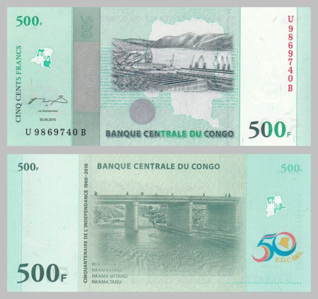 Kongo / Congo Democratic Republic 500 Francs 2010 p100a unz.