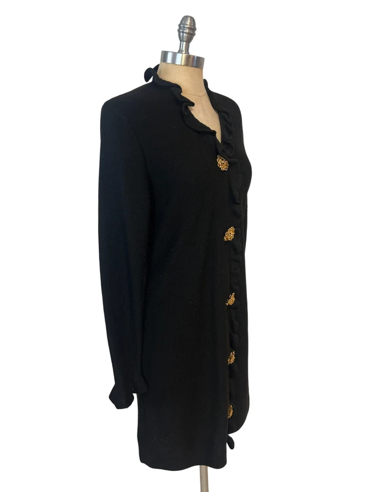 Vestido Steve Fabrikant Vintage Negro Mezcla Lana Botones Dorados Mediano Foto 2 de 4