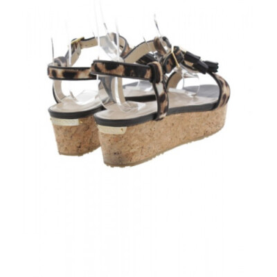 JIMMY CHOO Leopard print Sandals Size:7 Dark brown Tasseled