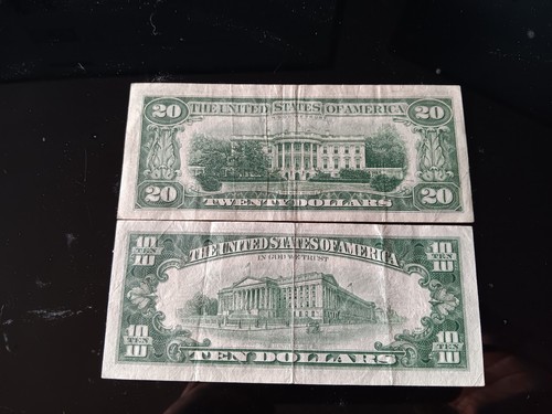 1981 E $20 Twenty Dollar & 1977 G $10 Ten Dollar Federal Reserve Notes - Picture 2 of 2