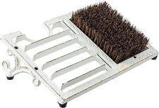 White Iron Shoe Scraper and Scrubber Mat, Dirt Cleaning Brush and Boot Puller