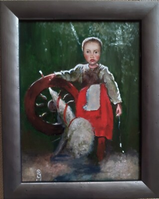 ''Gemälde ''''Mädchen mit Spinnrad''''''