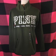 Victoria's Secret PINK High-Low Stretch Fleece Half-Zip Track Jacket Medium NWT