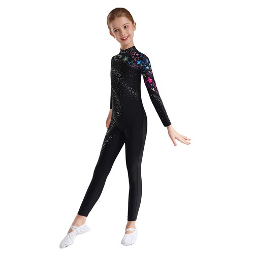 Kids Girls Leotard Athletic Jumpsuit Stylish Rompers Acrobatics Unitard Dance - Picture 8 of 60
