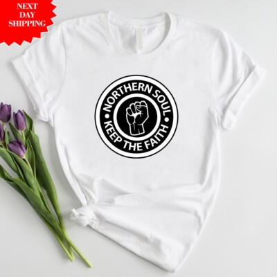 Northern Soul Keep The Faith T-Shirt Soul Logo Musik bedruckt 100% Baumwolle Tee Top
