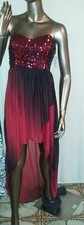 WINDSOR JUNIOR'S SZ 9 SHEER HI LOW DRESS HOMBRE SEQUINS BURGUNDY PROM DRESS NWT