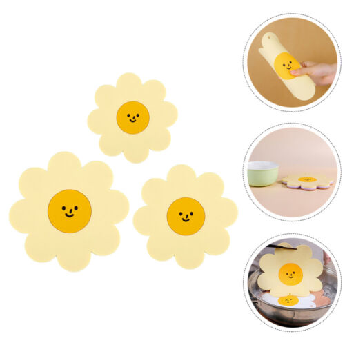 3 Pcs Essgeschirr Sonnenblumen-Topfhalter PVC-Untersetzer Gelbe
