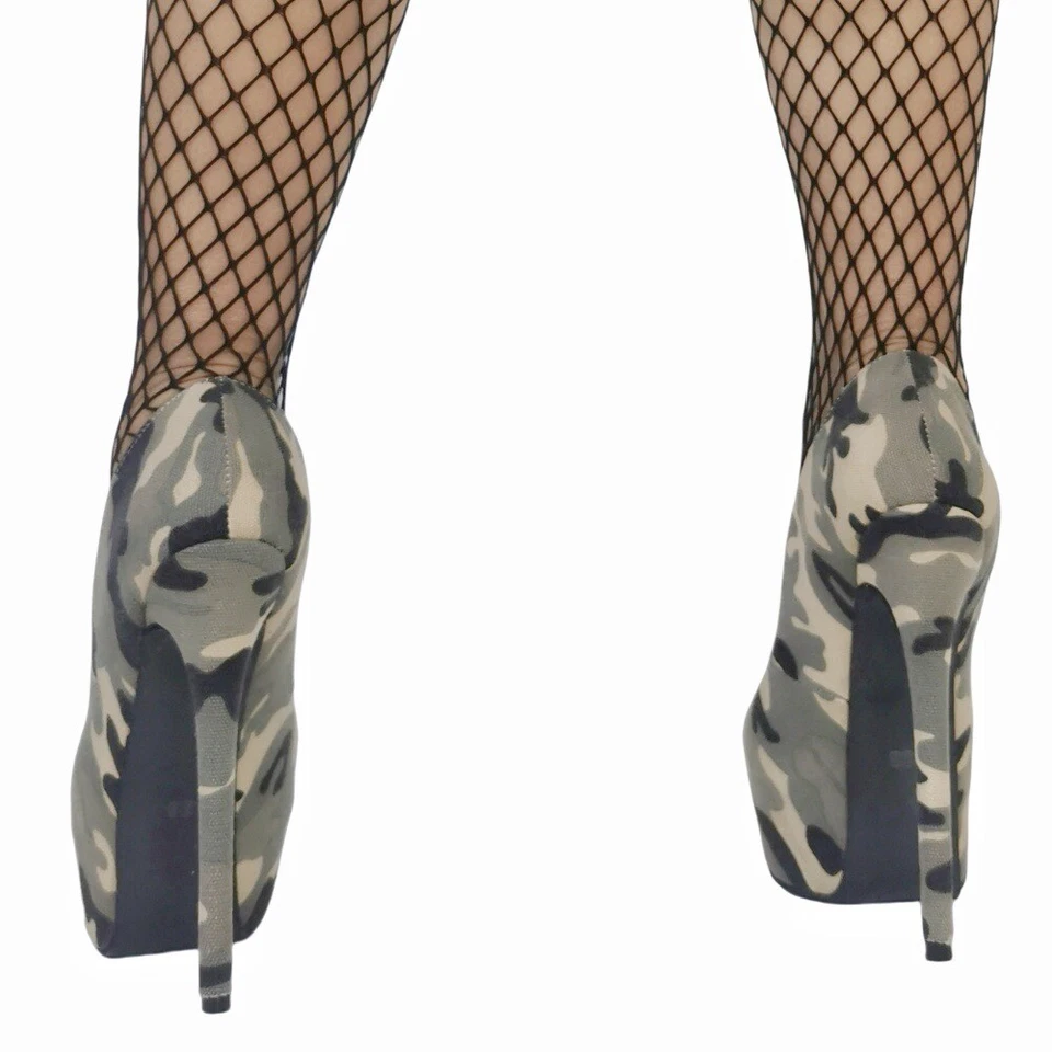Ультра высоких каблуках ночной клуб камуфляж скольжения на сексуальные туфли-лодочки женские туфли на высоком каблуке - Изображение 2 из 4