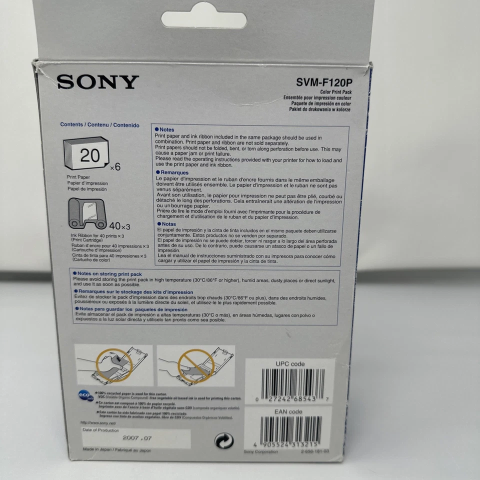 Sony SVM-F120P Color Print Pack DPP-F 4X6 Photo Sheets & 1 Ink Cartridges Open - Image 4 of 4
