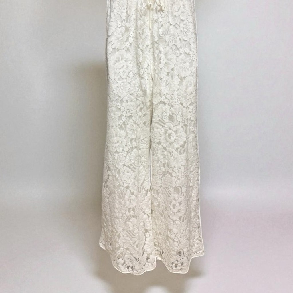 Altar’d State Lace Strapless Jumpsuit Off White Size XL NWT Corset Lace Up Back thumbnail 9