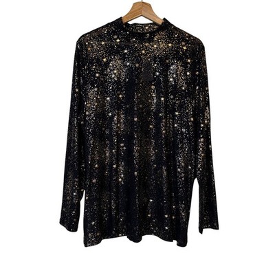 Torrid Mesh Mock Neck Long Sleeve top sz 4 Constance Celestial Gold Evening NWT