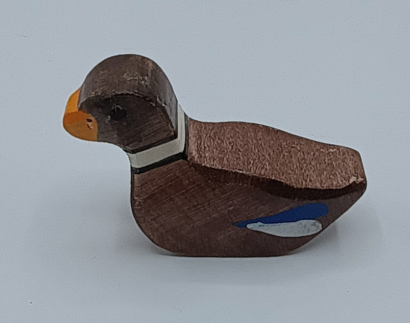 Holztiger Hand Crafted Floating Mallard Duck Wooden Toy Collectible Stamped